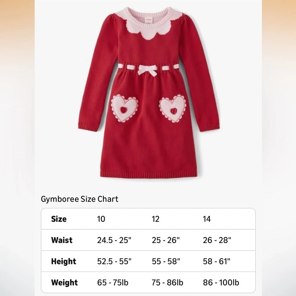 ❣️Gymboree Red Dress with Pink Heart .      Size 12